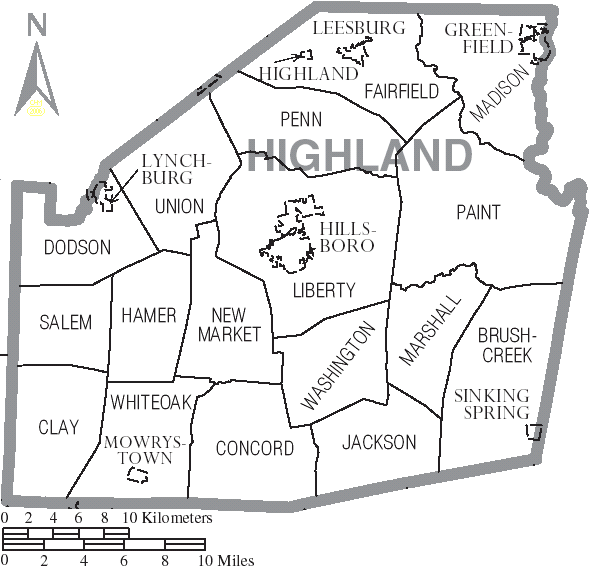 map of highland county
